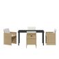Preview: 5-teiliges Garten-Esszimmer-Set mit Kissen Beige Poly Rattan, Gartentisch Schwarz 140x80x73 cm Sicherheitsglas