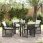 Preview: ARDEBO.de - 5-teiliges Garten-Essset mit Kissen Schwarz Poly Rattan, Gartentisch Schwarz 80x80x73 cm Tempered Glass