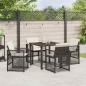 Preview: 5-teiliges Garten-Essset mit Kissen Schwarz Poly Rattan, Gartentisch Schwarz 80x80x73 cm Tempered Glass