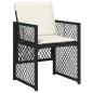 Preview: 5-teiliges Garten-Essset mit Kissen Schwarz Poly Rattan, Gartentisch Schwarz 80x80x73 cm Tempered Glass