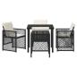 Preview: 5-teiliges Garten-Essset mit Kissen Schwarz Poly Rattan, Gartentisch Schwarz 80x80x73 cm Tempered Glass