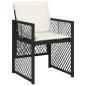 Preview: 5 teiliges Garten Essset mit Kissen Schwarz Poly Rattan, Gartentisch Schwarz 160x80x73 cm Sicherheitsglas