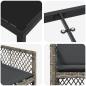 Preview: 5-teiliges Garten Essset mit Kissen Grau Poly Rattan, Gartentisch Schwarz 160x80x73 cm Tempered Glass