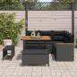 Preview: ARDEBO.de - 8-teiliges Garten-Sofaset mit Kissen Schwarz Poly Rattan Akazie, 3-teiliges Garten-Ess-Set mit Kissen Schwarz Poly Rattan Akazie