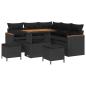 Preview: 8-teiliges Garten Sofa Set mit Kissen Schwarz Poly Rattan Akazie, 3-teiliges Garten Essset mit Kissen Schwarz Poly Rattan Akazie