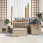 Preview: 8-teiliges Garten Sofa Set mit Kissen Beige Poly Rattan Akazie, 3-teiliges Garten Essbereich Set mit Kissen Beige Poly Rattan Akazie