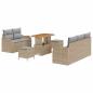 Preview: 8-teiliges Garten Sofa Set mit Kissen Beige Poly Rattan Akazie, 2-Sitzer Garten Sofa mit Stauraum & Kissen Beige Poly Rattan, 3-teiliges Garten Esstisch Set mit Kissen Beige Poly Rattan Akazie