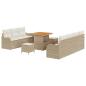 Preview: 10-teiliges Garten Sofa Set mit Kissen Beige Poly Rattan Akazie, 2-Sitzer Garten Sofa mit Stauraum & Kissen Beige Poly Rattan, 3-teiliges Garten Esszimmer Set mit Kissen Beige Poly Rattan Akazie