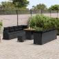 Preview: 11-teiliges Garten Sofaset mit Kissen Schwarz Poly Rattan Akazie, 2-Sitzer Garten Sofa mit Stauraum und Kissen Schwarz Poly Rattan, 3-teilige Garten Essgruppe mit Kissen Schwarz Poly Rattan Akazie