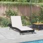 Preview: Sonnenliege Schwarz Poly Rattan und Textilene