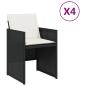 Preview: Gartenstühle mit Kissen 4 Stk. Schwarz Poly Rattan