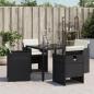Preview: Gartenstühle mit Kissen 4 Stk. Schwarz Poly Rattan
