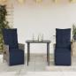 Preview: Gartenstühle Verstellbar 2 Stk. mit Kissen Grau Poly Rattan