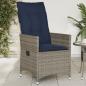 Preview: ARDEBO.de - Gartensessel Verstellbar mit Kissen Grau Poly Rattan