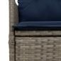 Preview: Gartensessel Verstellbar mit Kissen Grau Poly Rattan