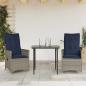 Preview: Gartenstühle Verstellbar 2 Stk. mit Kissen Grau Poly Rattan