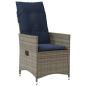 Preview: Gartenstühle Verstellbar 2 Stk. mit Kissen Grau Poly Rattan