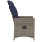 Preview: Gartenstühle Verstellbar 2 Stk. mit Kissen Grau Poly Rattan