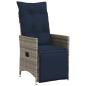 Preview: Gartensessel Verstellbar mit Kissen Grau Poly Rattan