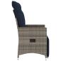 Preview: Gartensessel Verstellbar mit Kissen Grau Poly Rattan