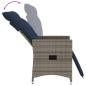 Preview: Gartensessel Verstellbar mit Kissen Grau Poly Rattan