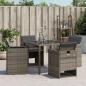 Preview: Gartenstühle mit Kissen 4 Stk. Grau Poly Rattan