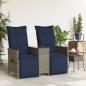 Preview: Gartensofa Verstellbar 2-Sitzer mit Tisch Grau Poly Rattan
