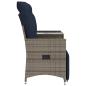 Preview: Gartensofa Verstellbar 2-Sitzer mit Tisch Grau Poly Rattan