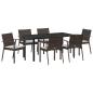 Preview: 7-teiliges Garten-Esszimmer-Set mit Kissen aus braunem Poly-Rattan