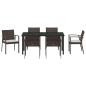 Preview: 7-teiliges Garten-Esszimmer-Set mit Kissen aus braunem Poly-Rattan