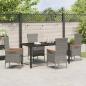 Preview: 5-teiliges Garten-Dining-Set mit Kissen Grau Poly-Rattan
