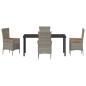 Preview: 5-teiliges Garten-Dining-Set mit Kissen Grau Poly-Rattan