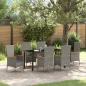 Preview: ARDEBO.de - 7-teiliges Garten Esstisch Set mit Kissen Grau Poly Rattan
