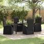 Preview: ARDEBO.de - 5-teiliges Garten-Dining-Set mit Kissen Schwarz Poly-Rattan