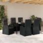 Preview: 7-teiliges Garten-Esszimmer Set mit Kissen Schwarz Poly-Rattan