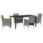 Preview: 5-teiliges Garten-Essgruppen-Set Grau Poly Rattan