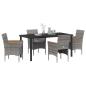 Preview: 5-teiliges Garten-Essgruppen-Set Grau Poly Rattan