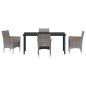 Preview: 5-teiliges Garten-Essgruppen-Set Grau Poly Rattan