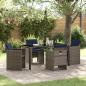 Preview: ARDEBO.de - 5-teiliges Garten Esszimmer Set mit Kissen Grau Poly Rattan