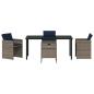 Preview: 5-teiliges Garten Esszimmer Set mit Kissen Grau Poly Rattan