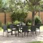 Preview: ARDEBO.de - 7-teiliges Garten-Esszimmer Set mit Kissen, schwarzes Poly-Rattan