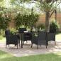 Preview: ARDEBO.de - 5-teiliges Gartenset mit Kissen Schwarz Poly-Rattan