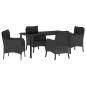 Preview: 5-teiliges Gartenset mit Kissen Schwarz Poly-Rattan