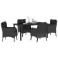 Preview: 5-teiliges Gartenset mit Kissen Schwarz Poly-Rattan