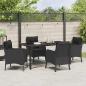 Preview: 5-teiliges Gartenset mit Kissen Schwarz Poly-Rattan