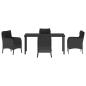 Preview: 5-teiliges Gartenset mit Kissen Schwarz Poly-Rattan