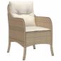Preview: 7-teiliges Garten-Essstuhl-Set mit Kissen Beige Poly-Rattan