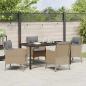 Preview: 5-teiliges Garten-Ess-Set mit Kissen Beige Poly Rattan