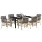 Preview: 7-teiliges Garten-Essset mit Kissen Beige Poly Rattan