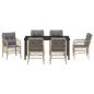 Preview: 7-teiliges Garten-Essset mit Kissen Beige Poly Rattan